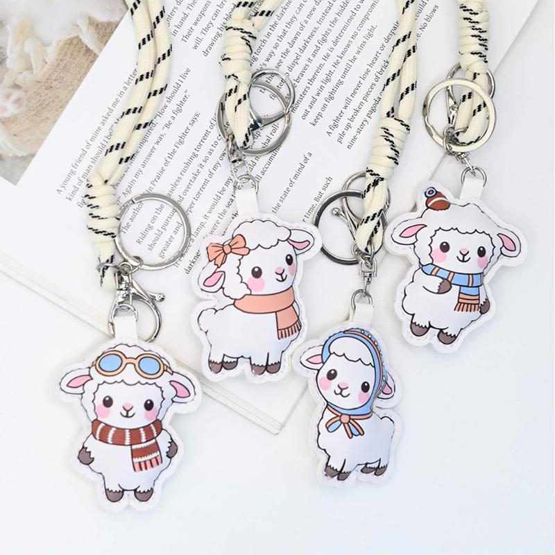 Cute Cartoon Sheep Keychain Adorable Soft Shape Durable Lanyard 1Pcs Lightweight Backpack Pendant for Holiday Gifts
