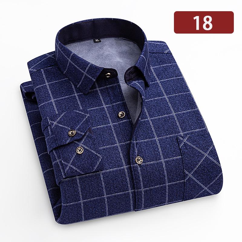 Camicia a quadri con pile double-face a maniche lunghe da uomo per autunno e inverno