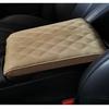 Beige PU Leather Wave Pattern Car Armrest Pad Cover Center Console Protector Mat