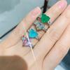 Manufacturer Zircon Love Ring Women's Colorful Treasure Retro Style Jewelry Copper Plated Real Gold Emerald