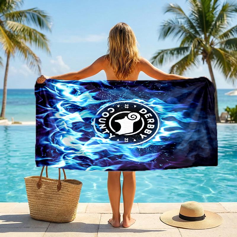 Toalla de Playa de Fútbol Derby County Suave Microfibra Toalla de Verano Secado Rápido Absorbente para Playa Piscina Viaje