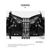 Women's Y2k Punk Vintage Shoulder Purse PU Leather Gothic Rivet Handbag Waist Bag Luxury Black Cross Body Bags with Spikes