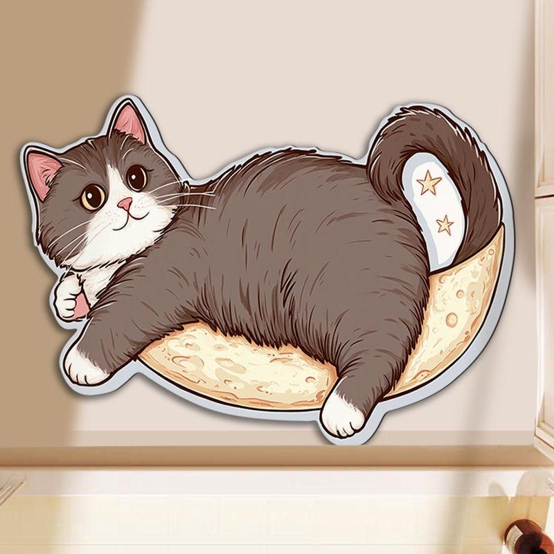 Floor Mat Non-Slip Backing Cat Design Easy Maintenance Versatile Rug Living Room Bathroom Kitchen Home Decor