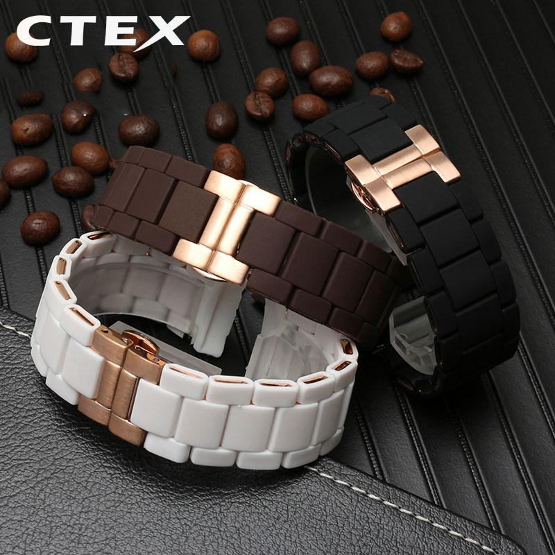 Silicone +Stainless Steel Strap for Armani AR5906 AR5905 AR5890 AR5889 5858 5920 Man 23mm Woman 20mm Rubber Watchband Bracelet
