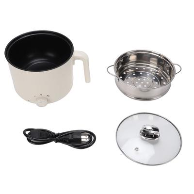Electric Hot Pot with Steaming Basket Portable Multifunctional Cooking Pot for Ramen Noodles Pasta Egg Soup Oatmeal 304