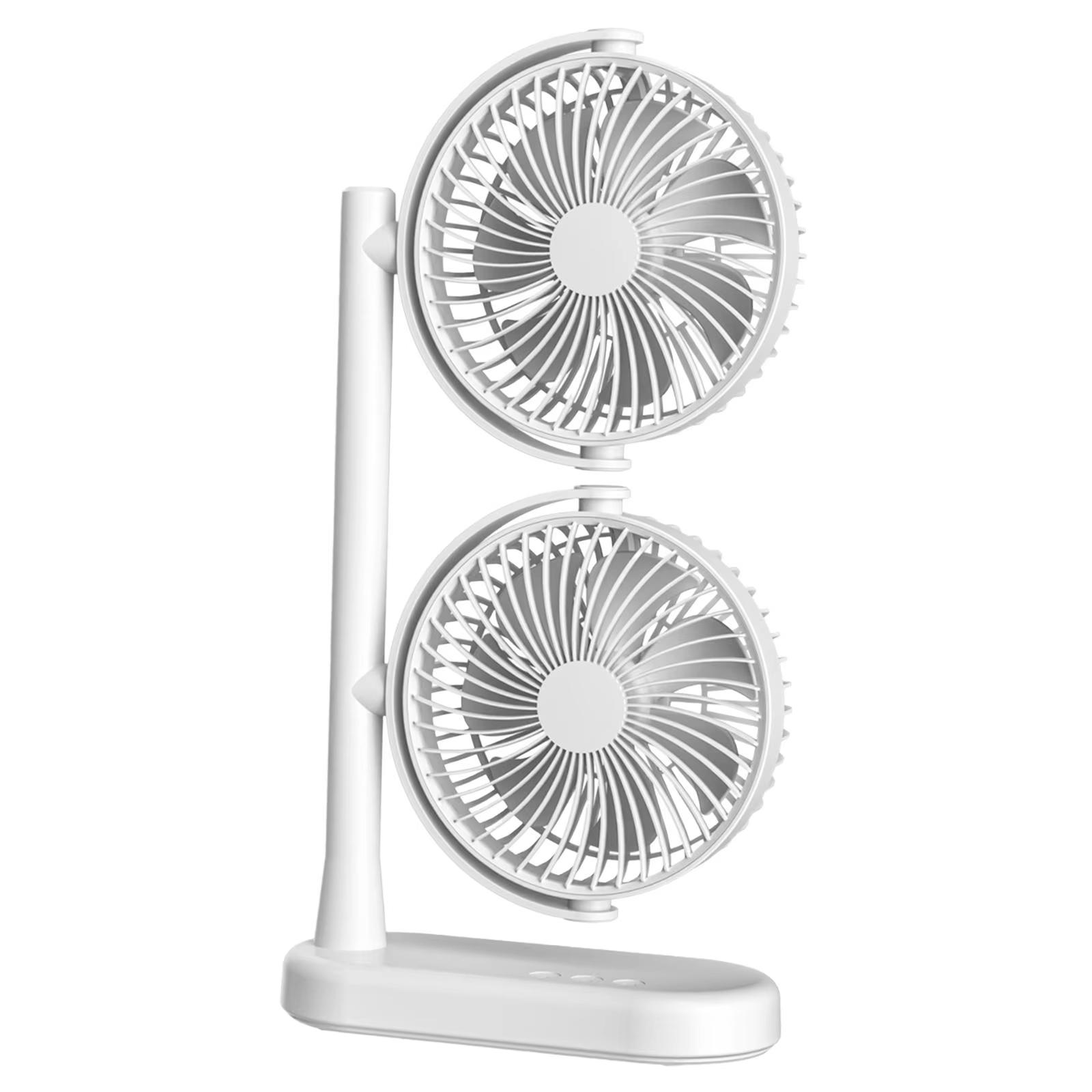 

F-053 Dual Head Desk Fan for Office Dorm 3 Speeds USB Charging Summer Air Circulator Fan A