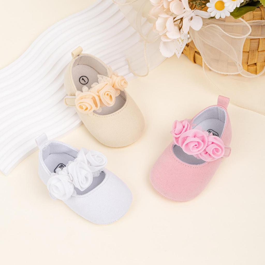 New Lace Flower Velcro Baby Shoes - Soft Sole Princess Walker