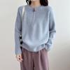 Lazy wind semi-zipper knitted bottoming shirt autumn and winter new high-end round neck pullover sweater women's outer top women