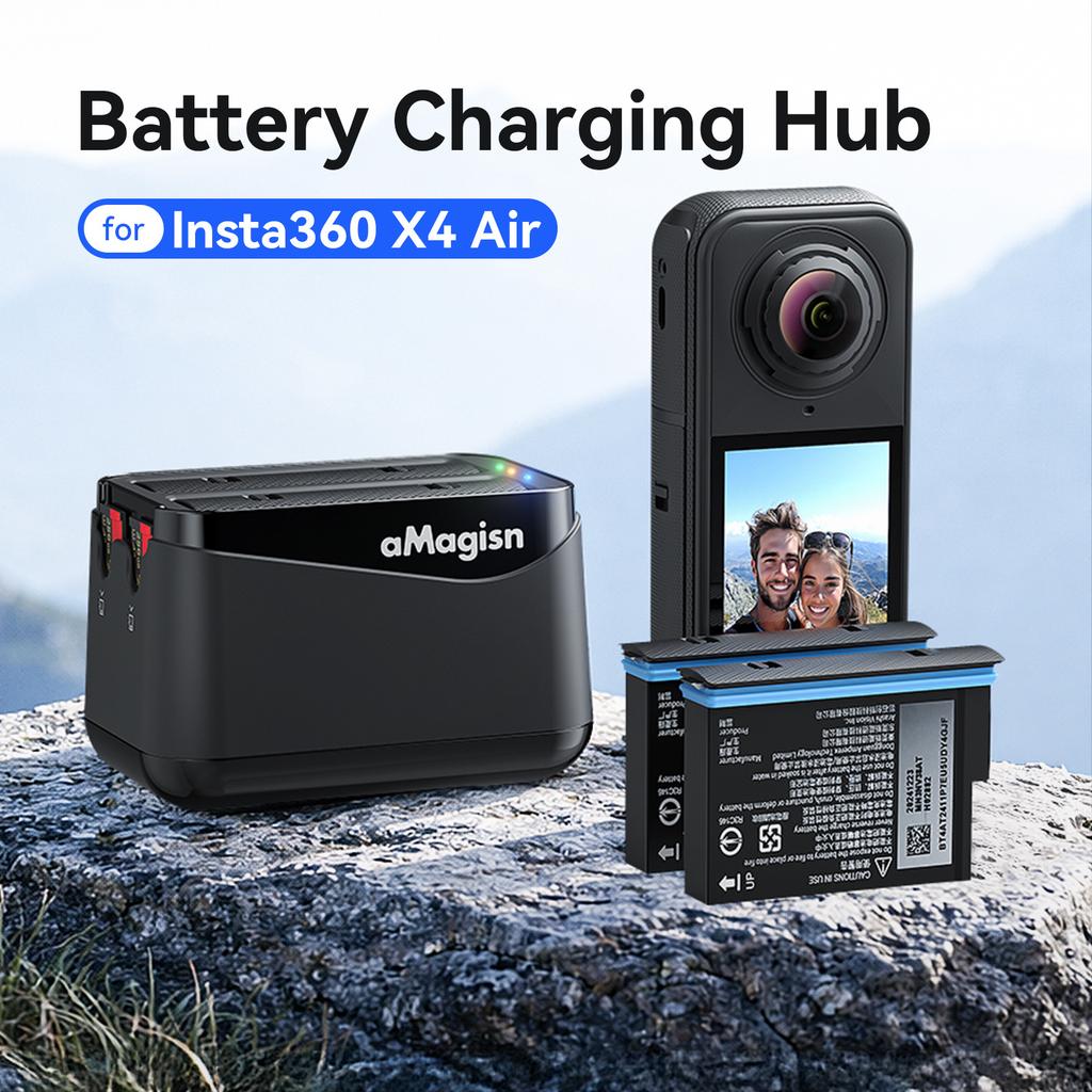 AMAGISN Dual-Slot Schnellladestation für Insta360 X4 Air Action-Kamera