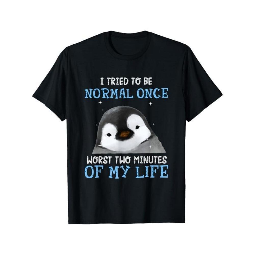 

European Sizes Penguin The Worst Two Minutes I Ever Tried To Live a Normal Life Themed Men s T-Shirt XXXXXL чорний
