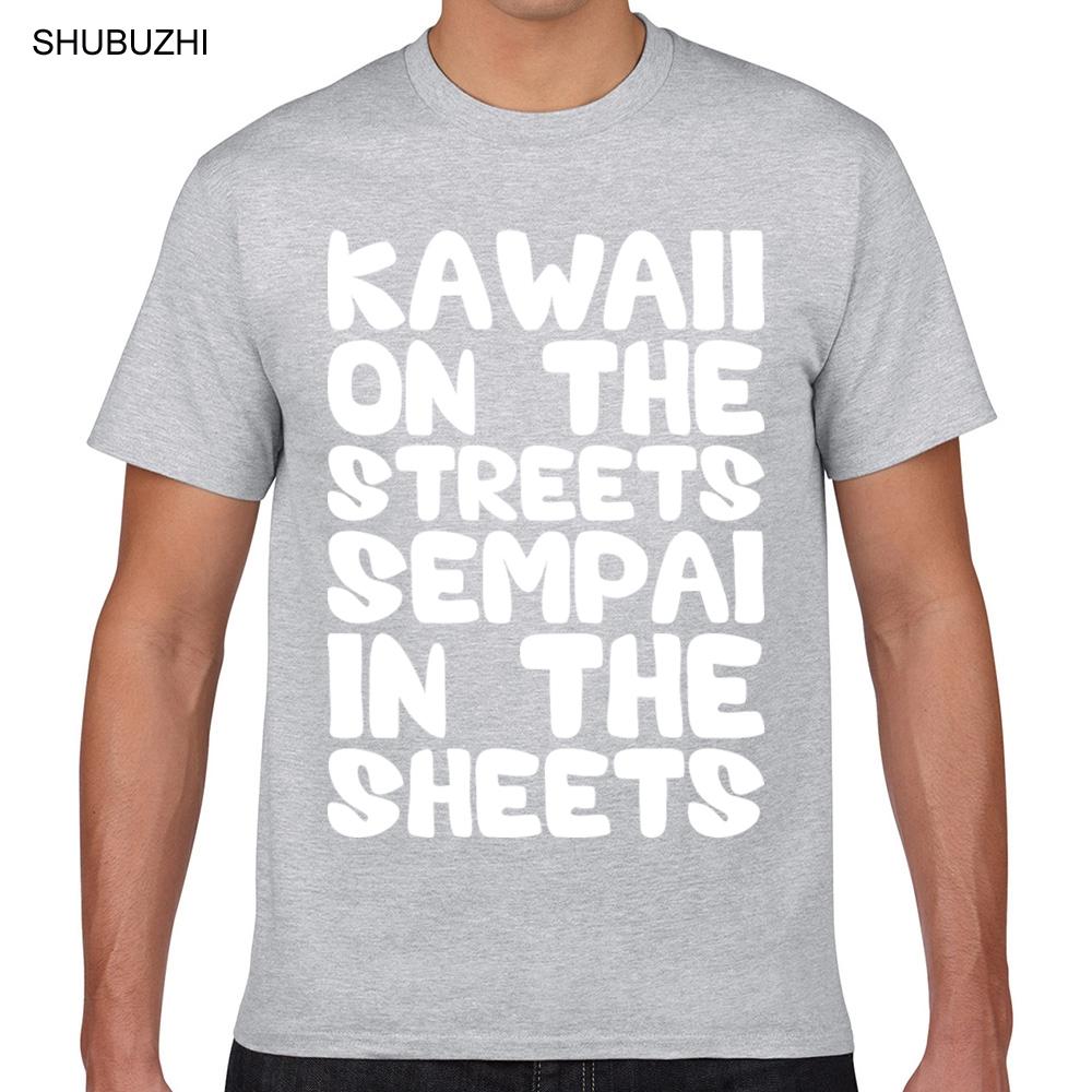 Верх футболки Мужская кавайи на улицах семпай в постели Хип-хоп Винтаж Гик Хлопок Мужская футболка S