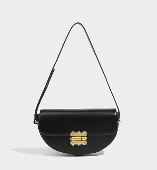 Женская полукруглая сумка-седло из спилковой кожи — фото 7