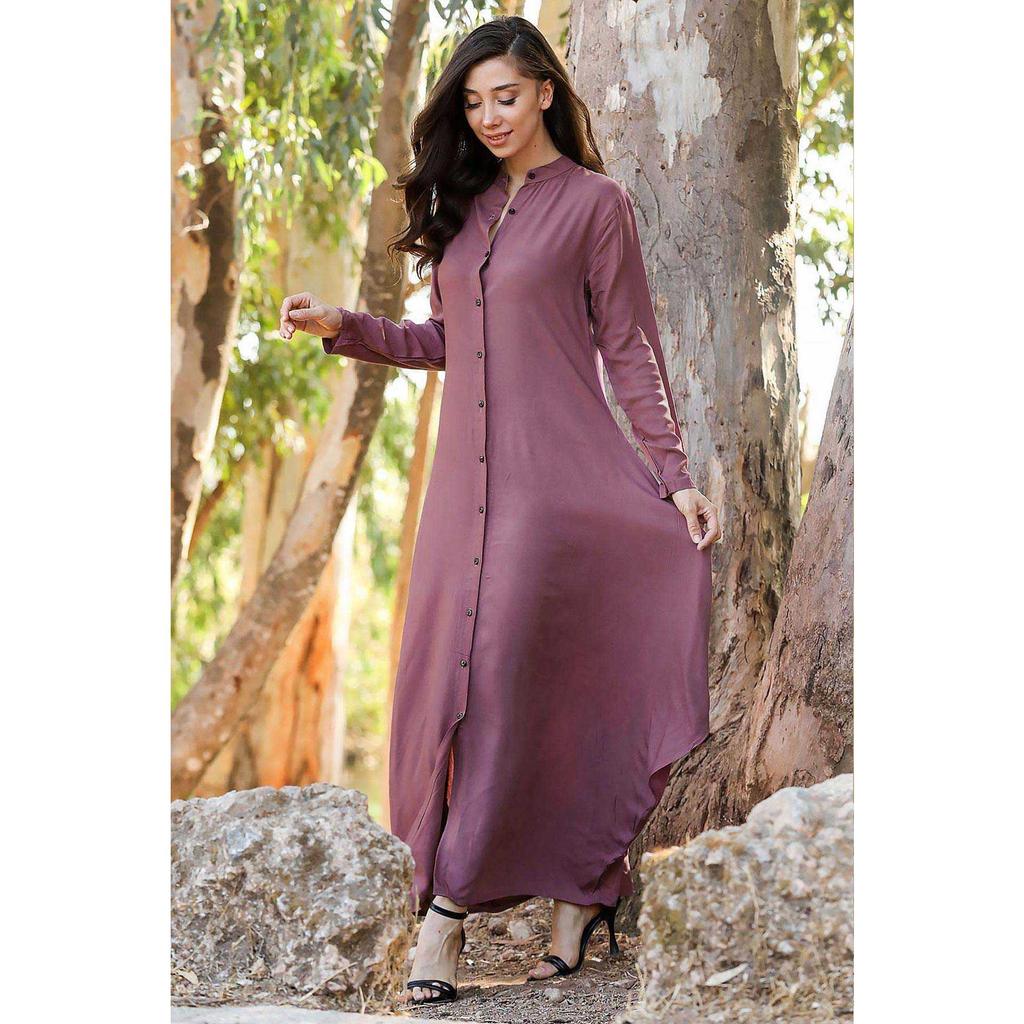 Buy Women Grandad Collar Shirt Dress at 