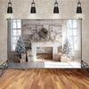 MOON.QG Christmas Fireplace Wood Garland Window Xmas Trees Background Backdrop Kids Photography Props Portrait Studio Photozone