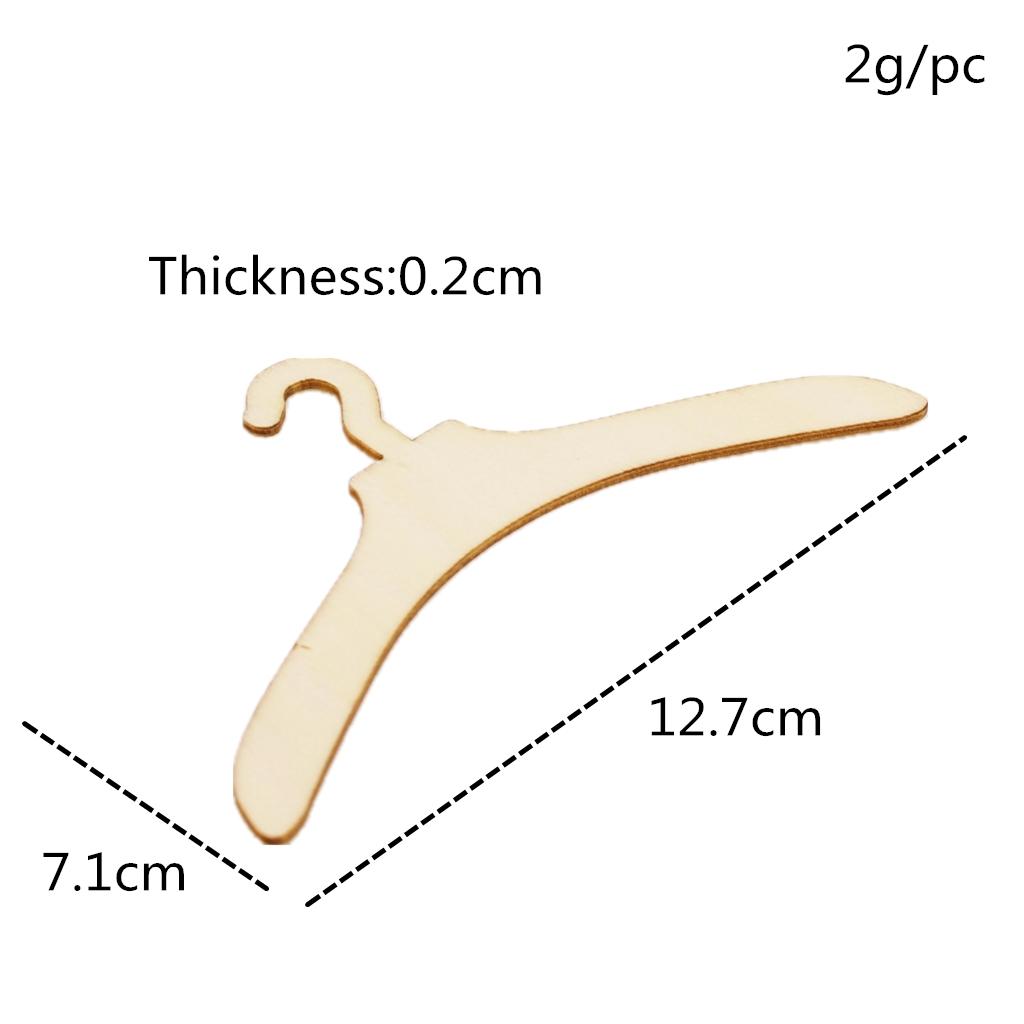 10 Pieces Mini Size Hangers for Baby Girl Doll DIY Craft , Wood Color cm