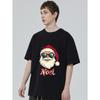 Black T Shirt Santa Claus With Sunglasses Noel Print Christmas Holiday Party Wear
