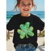 European sizes Summer Fashion Girls' Short Sleeve T-Shirt with Clover Cartoon Print, Casual Versatile Top