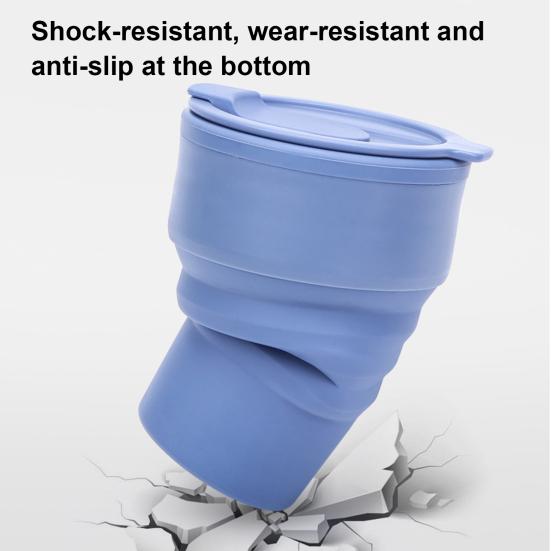 Collapsible Silicone Travel Cup 12oz Portable Foldable Coffee Mug for Camping Hiking Commuting Leakproof Eco-Friendly Water Bottle with Wide Mouth