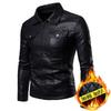 Mens PU Leather Jacket Warm Padded Winter Biker Coat Slim Fit Urban Style