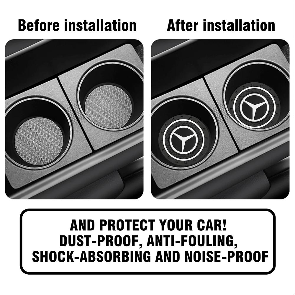 BUP1 Car Sticker Car Water Cup Pad Car Coaster Anti-Slip Drink Holder Mat For Mercedes Benz AMG W177 W176 X166 X167 C257 C218 X253 C1