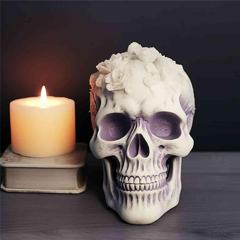 Good-Rose Skull Candle Mold DIY Chocolate Cake Handmade Halloween Decoration Mold