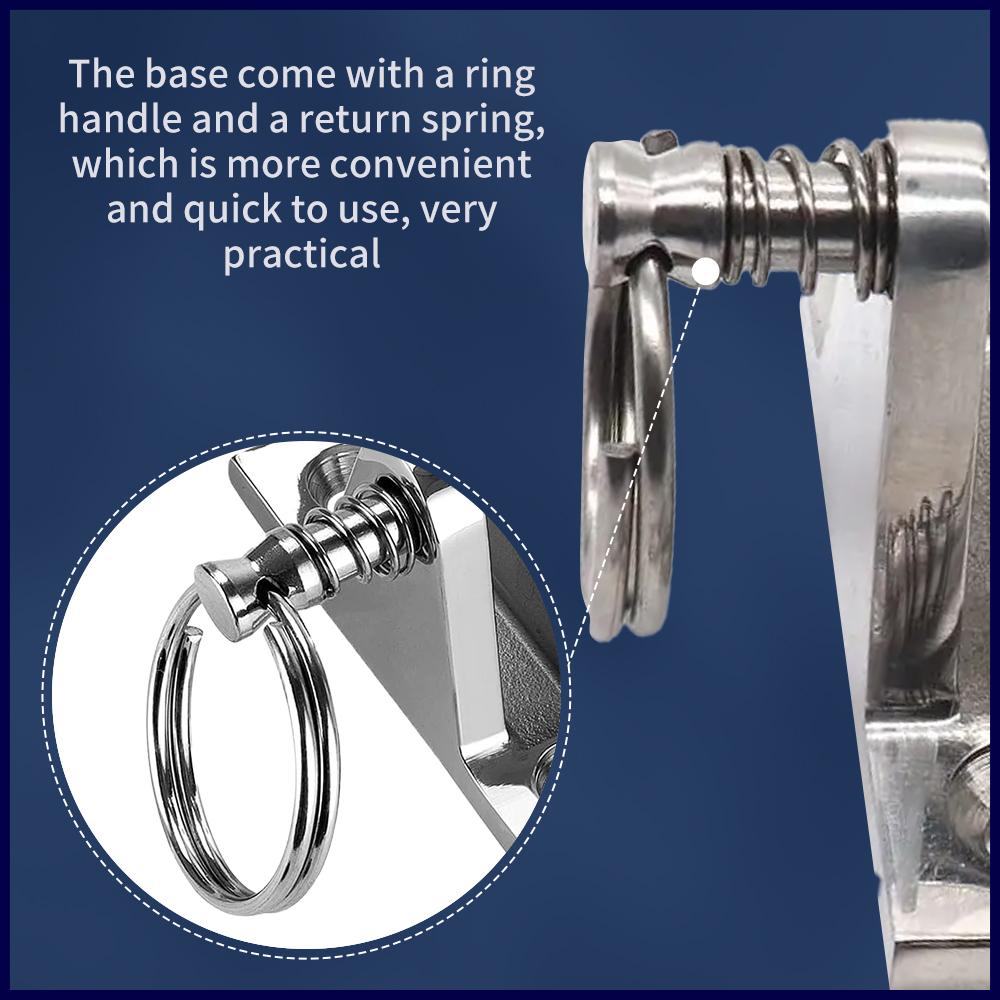 90° Boat Deck Hinge with Quick Release Pin and Ring 316 Stainless Steel Bimini Top Fitting Boat Hinge Mount Marine Accessories