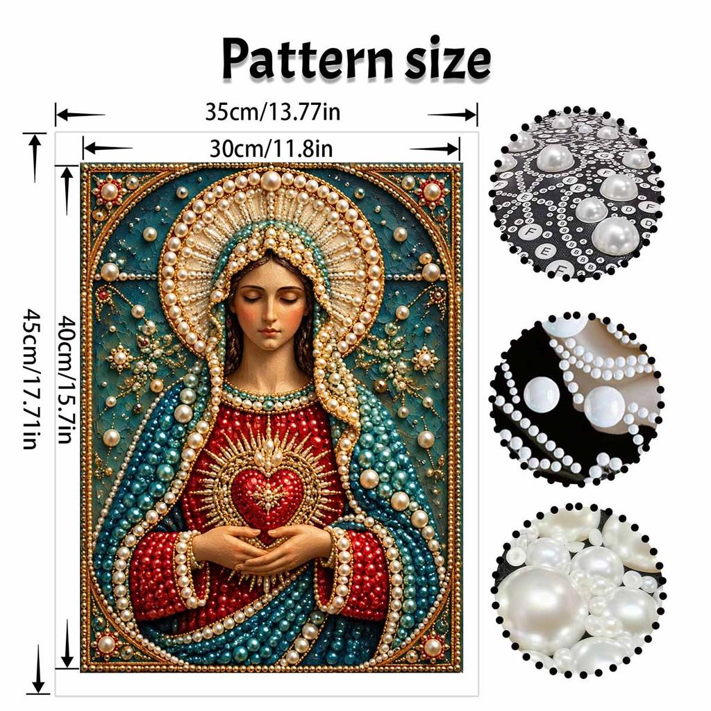 DIY 3D Pearl Diamond Painting Art Set Virgin Mary Sacred Heart Home Decor Art Set Wall Art