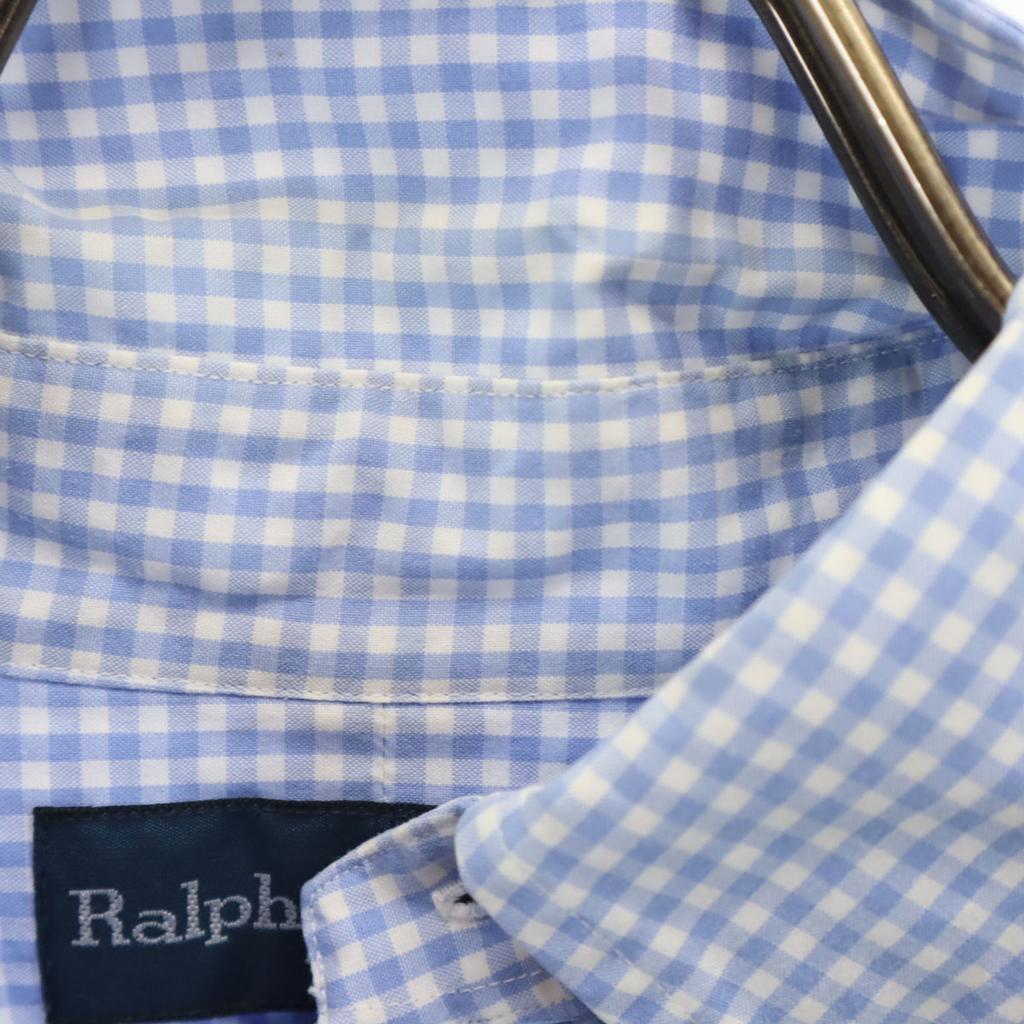 Ralph Lauren Gingham Check Short Sleeve Button Down Shirt M Blue Men's Used