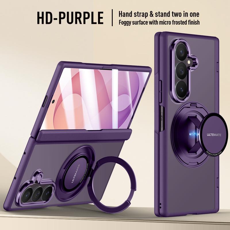 For Magsafe Magnetic Metal Rotate Holder Tempered Glass Film Protect Case for Samsung Galaxy Z Fold 8 Ultra Spring Hinge Cover