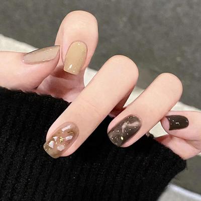 Beige Glitter Mother-of-Pearl Nail Tips [24tips]
