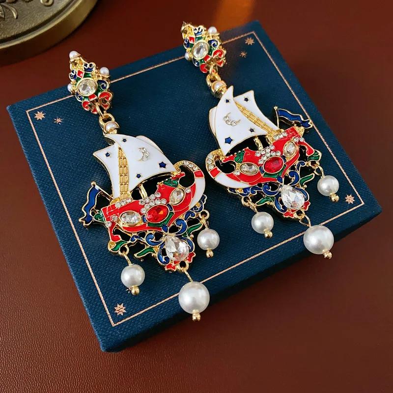 Colorful Dripping Sailboat Tassel Earrings for Women  Premium High Qquality Drop Earring Exaggerate Charms Zircon Gift
