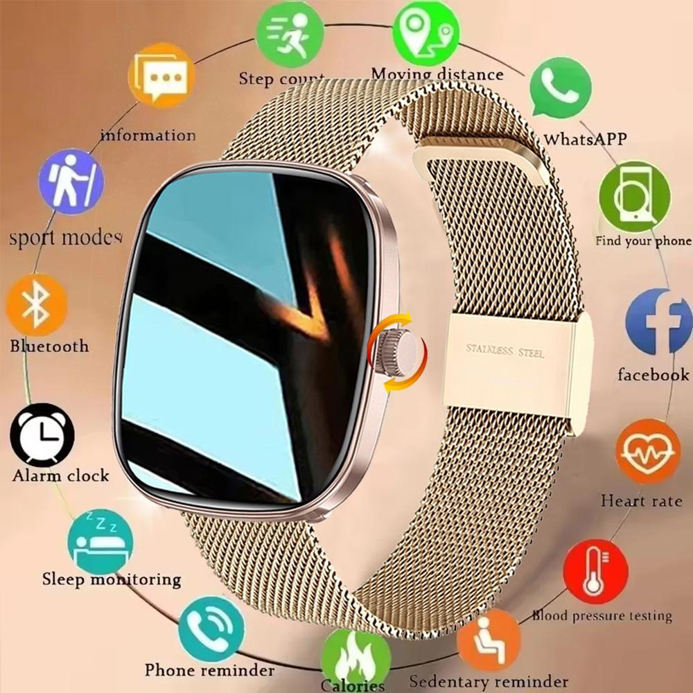 New Smart Watch Android IOS Phone 1.83" Color Screen Bluetooth Call Blood Oxygen/Pressure Monitoring Smart Watch Women Men