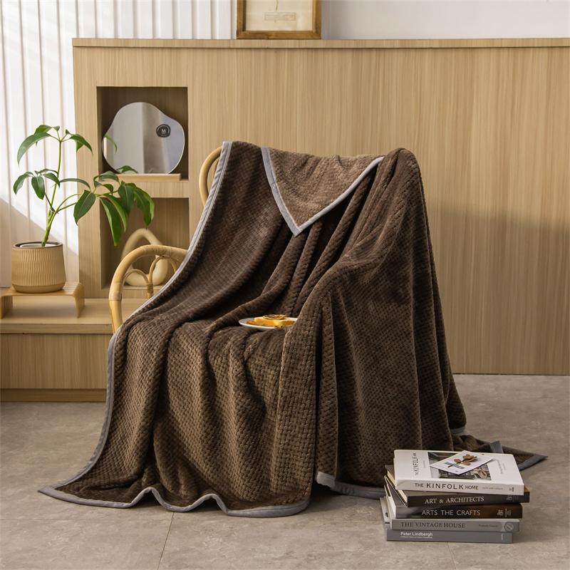 Einfarbig Waffelstruktur Decke Korallenvlies Decken, Weiche Warme Sofadecke Schlicht Elegant Klimadecke