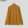 INCERUN Men V Neck Long Sleeve Buttons Up Rib Knit Oversized Cardigan Tops