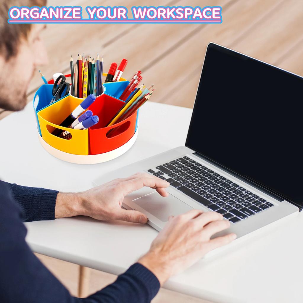 Creative Rotating Storage Caddy 360° Rotatable Art Supply Organizer Portable Rotating Marker Desk Organizer for School Office