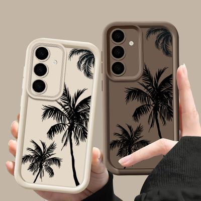 For Samsung S25 Ultra S24 FE S23 A56 A36 A16 A15 A55 A35 Case Coconut Tree Pattern Matte Shockproof TPU Soft Phone Cover
