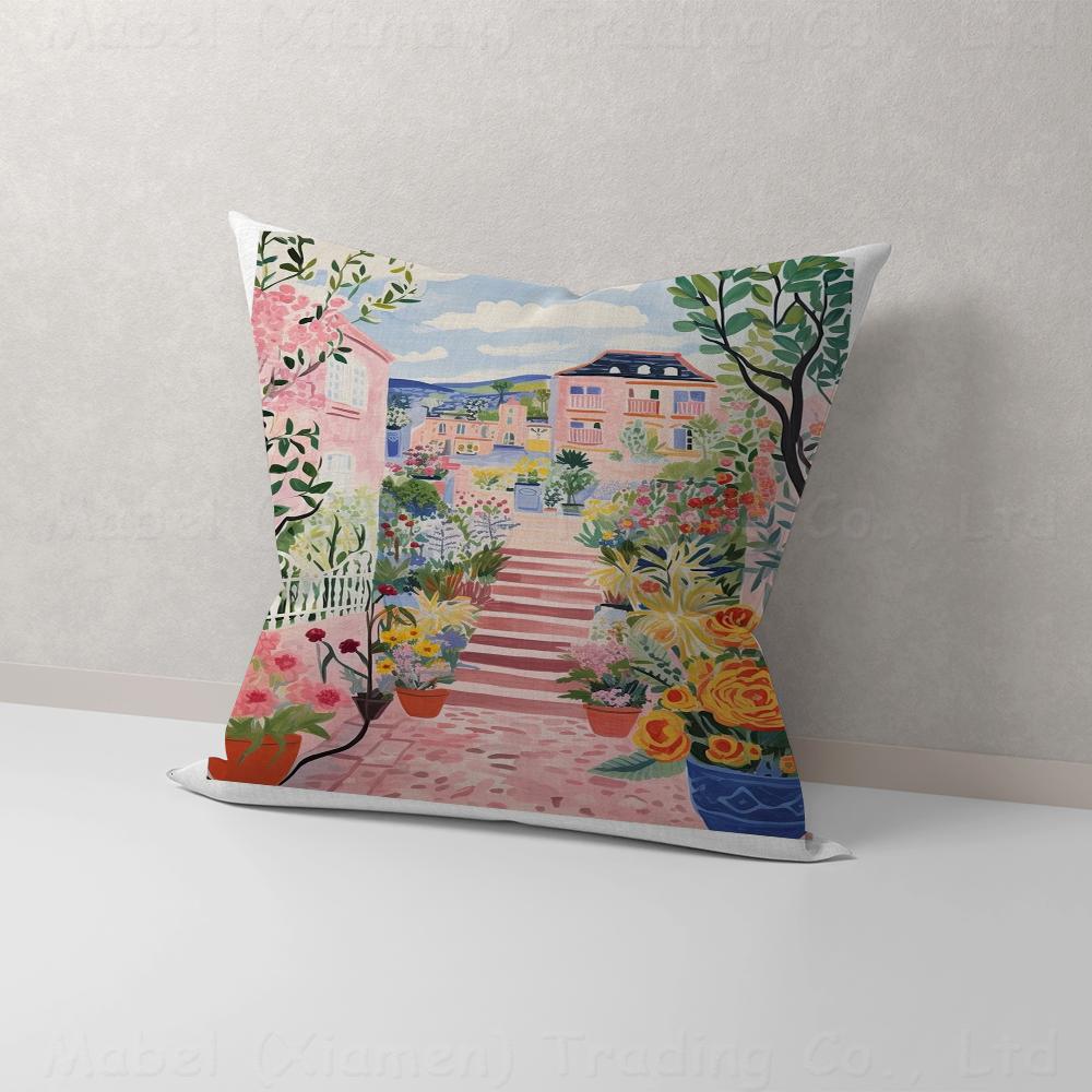 Květinová zahrada Barevný umělecký tisk Polštář Dárky Domácí kancelářské vybavení Ložnice Pohovka Potah na polštář do auta pouzdro 45x45cm
