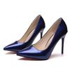 Fashion 2025 HOT Women Shoes Pointed Toe Pumps Patent Leather Dress High Heels Boat Shoes Wedding Shoes Zapatos Mujer Blue White