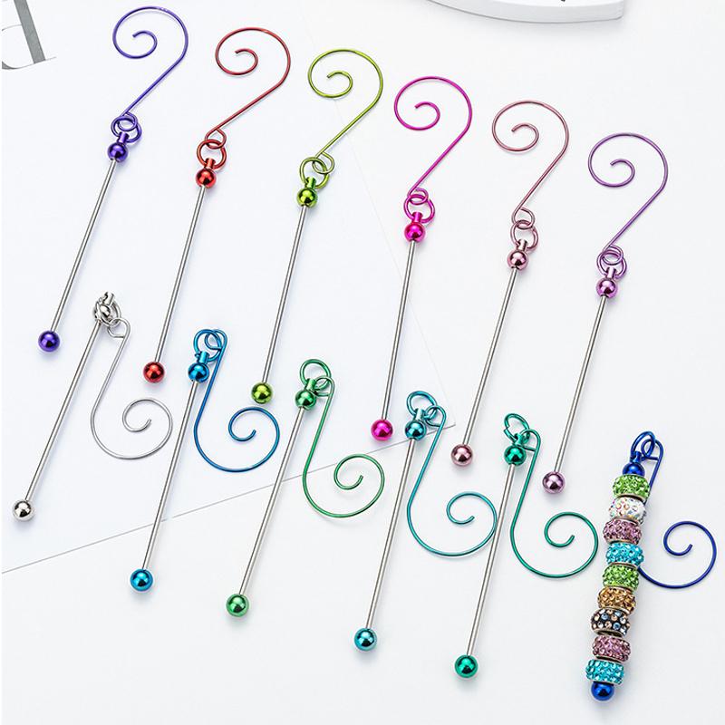 Beadable Metal Christmas Hangers For Crafting And Tree Decoration Colorful Hanging Hook Craft Accessories