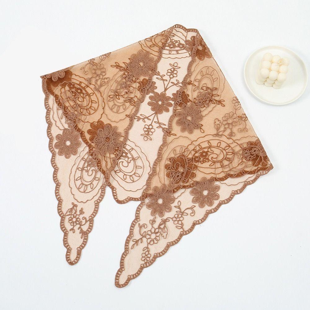 Vintage Bandanas for Women Cute Triangle Head Scarf Lace Flower Hair Scarf Headband  Pastoral Style