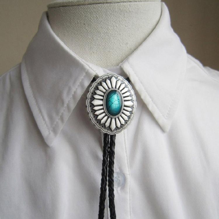 Catena Camicia Retros Collare Bolo Corda Collana in Pelle Cravatta Cravatta da Uomo d'Affari per Uomini alla Moda