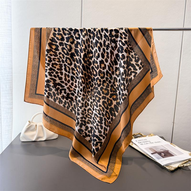 Retro Modern Imitation Silk High-end Large Square Scarf Silk Scarf Printing Travel Shawl Scarf Sunscreen Headscarf Women's Scarf