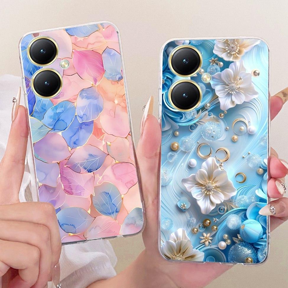 Für Vivo Y27 Hülle Transparent Niedliche Katze Mode Schmetterling Lustig Bemalt Weiche Handyhülle Für VivoY27 V2249 Abdeckung
