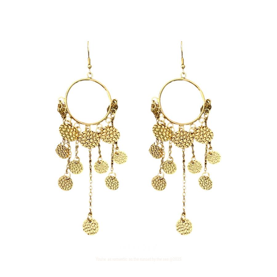 Metal pleated round fringed ear hook explosion retro personalized earrings light luxury high-end earrings women