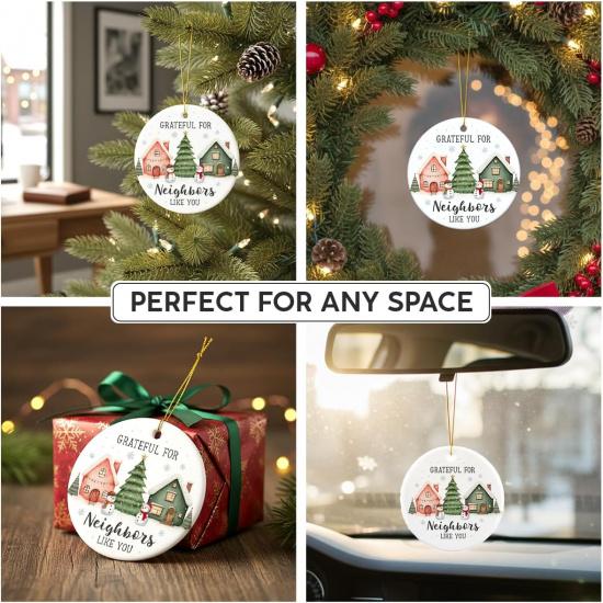 Neighbor Ornament 2025, Ceramic Thank You Gifts for Good Neighbors, Birthday for Women, Men