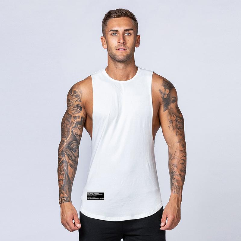 Muscleguys Men's Running Vests Summer Cotton Gym Clothing O-Neck Fitness Tank Tops Casual Jogging Bodybuilding Sleeveless T-Shirts