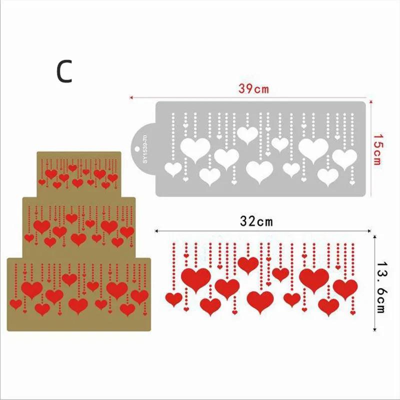 DIY Style Plastic Sugar Sieve Mold Fondant Printing Stencil Hollow Wedding Cake Stencil Edge Decoration Template Baking Tools