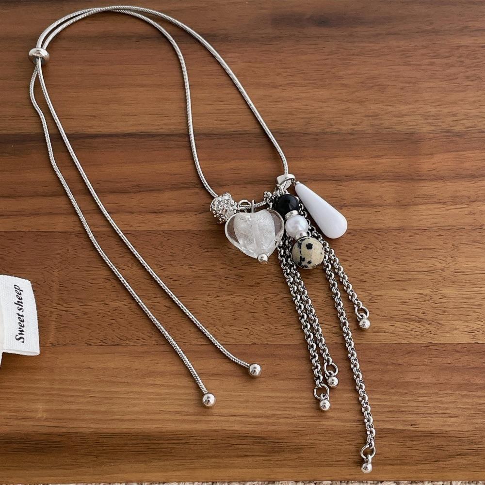 

Women Fashion Glaze Heart Neckalce Elegant Pendent Necklaces Simulated Pearl Necklace Jewelry