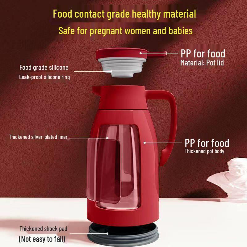 Large Capacity Thermos Flask with Glass Liner - Insulated Hot Water Bottle for Dorms