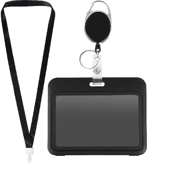 

Badge Reel Retractable Easy-Pull Buckle with Back Clip Oval Easy-Pull Buckle Vertical ID Card Holder with Neck Strap Horizontal Card